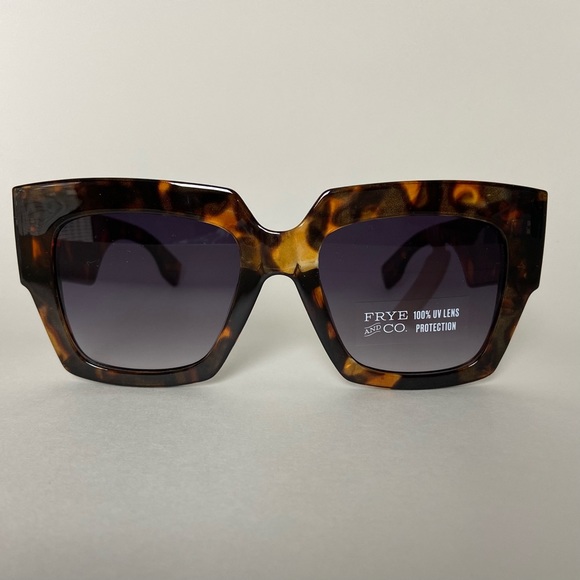 Frye & Co Oversized Square Dark Gradient Lens Sunglasses Tortoise Brown - Picture 3 of 8